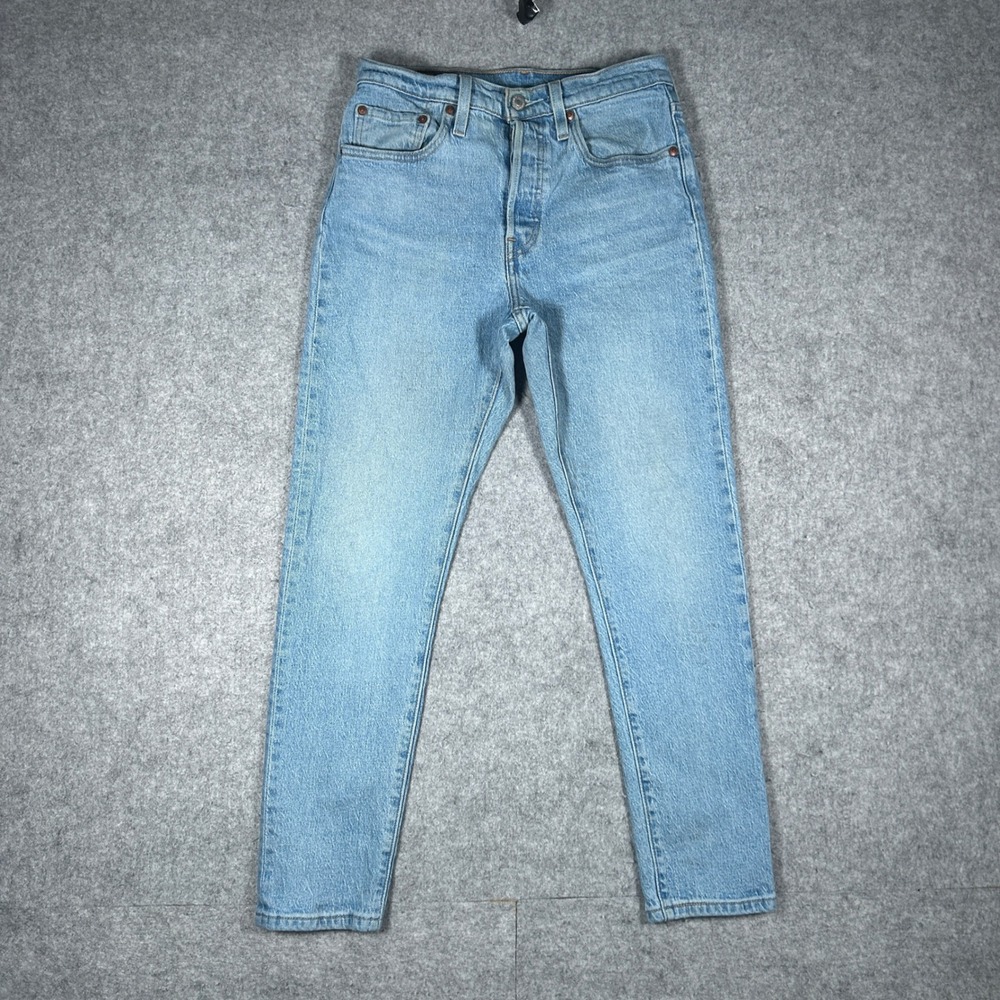 Levi's Denim Jeans Womens 27x28 Light Blue‎ 501 Skinny High Rise Stretch Casual